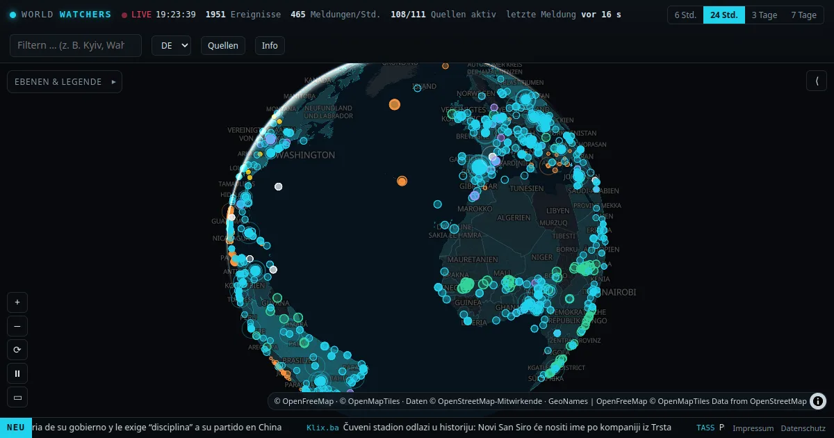 WorldWatchers: eine freie Live-Weltkarte der Nachrichtenlage